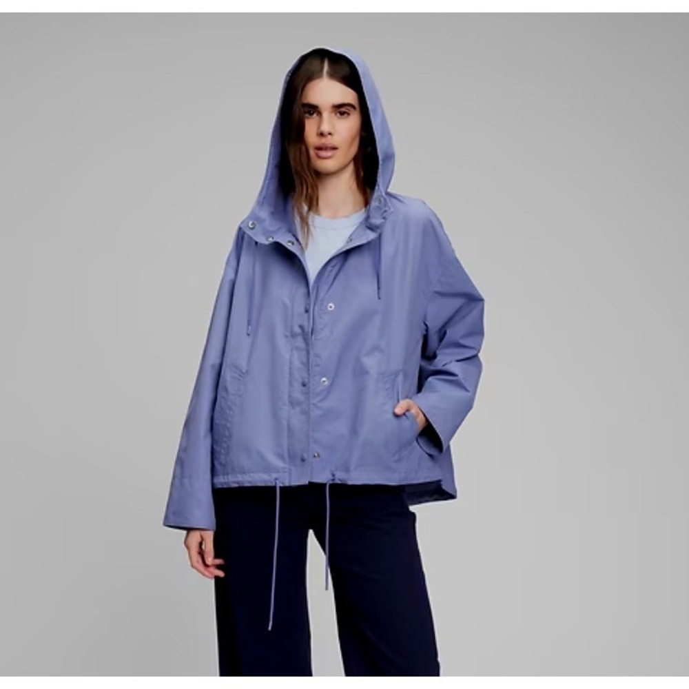 GAP Blue Water Repellent Hooded Anorak Windbreaker Jacket Womens Large Tall LG